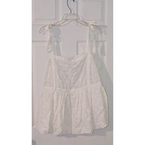 Old Navy Eyelet Tank Top‎ Tie Strap Sleeveless Peplum White 3X NWOT